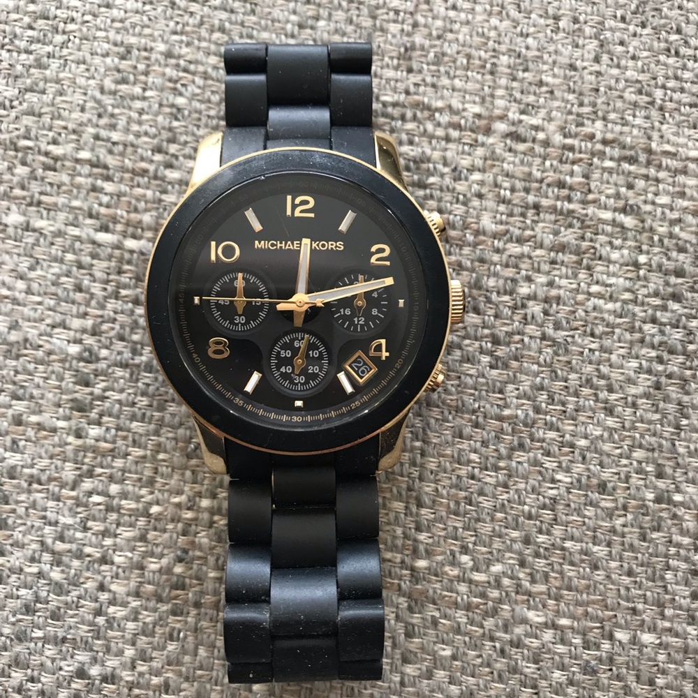 Black and Gold Used Michael Kors Ladies Watch